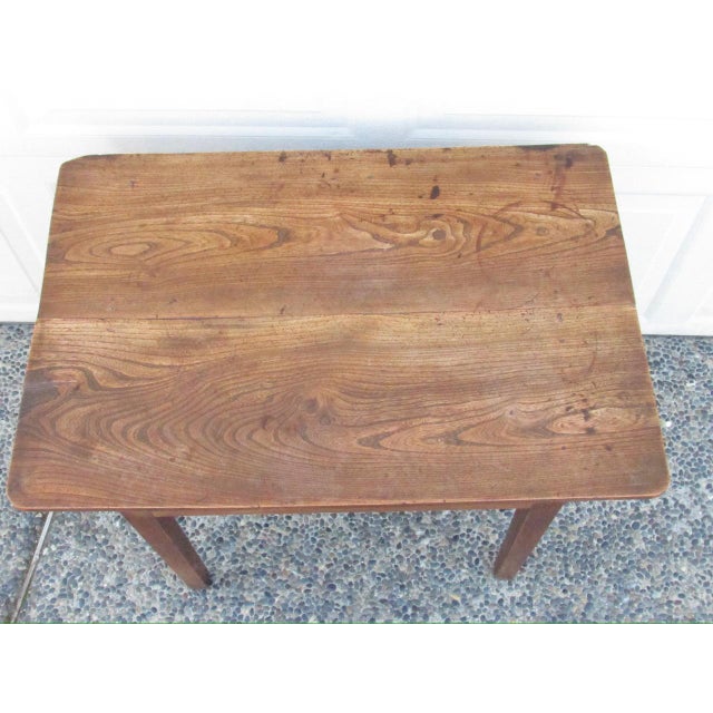 English Antique English Elmwood Side Table For Sale - Image 3 of 16