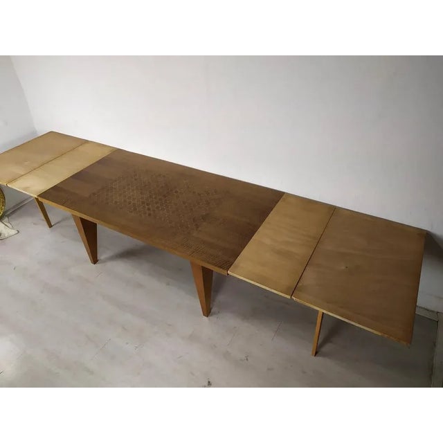 Brown Extendable Table in Marquetry, 1950s For Sale - Image 8 of 18