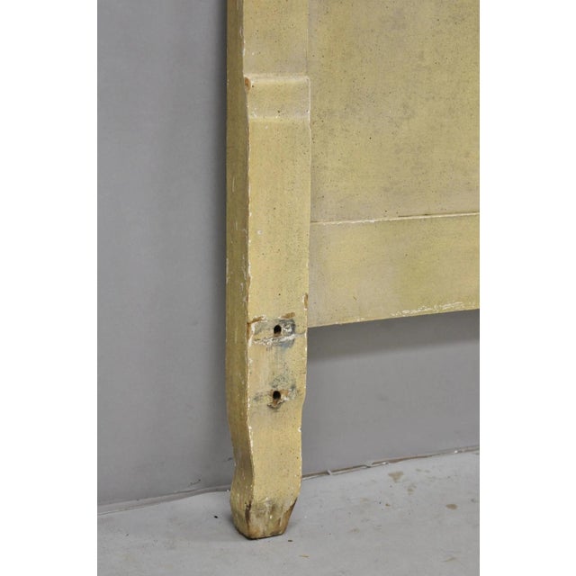 Vintage French Rococo Distressed Cream Painted Queen Size Wood Bed Headboard For Sale - Image 11 of 15