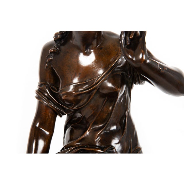 Metal French Bronze Sculpture “La Fil De La Vierge” by Pierre-Emile Hebert Ca. 1880 For Sale - Image 7 of 18
