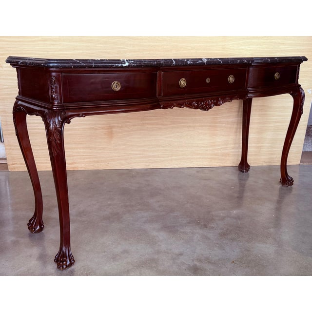 Early 20th Century Regency Console Table with Three drawers and Black Marble For Sale - Image 4 of 18