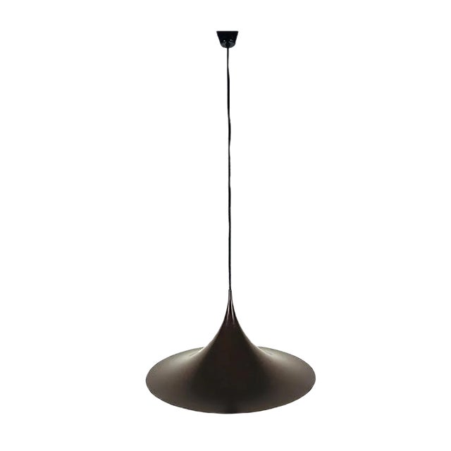 Round Brown Pendant Lamp from Fog & Morup, 1970s For Sale