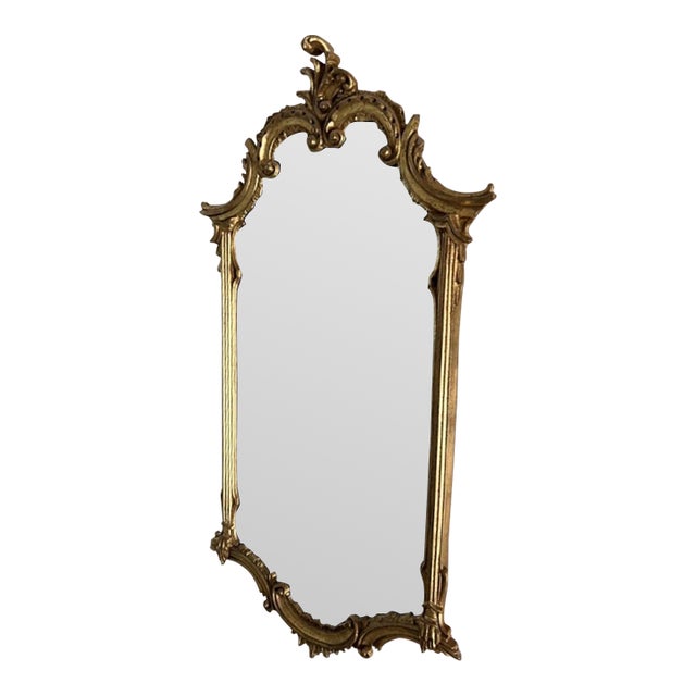 Vintage Rococo Style Carved Gilt Wood Wall Mirror For Sale
