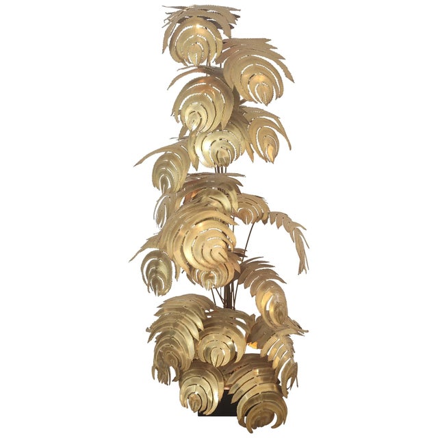 Monstera Floor Lamp attributed to Maison Jansen, France, 1980s For Sale - Image 11 of 11