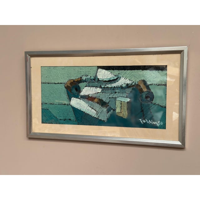 Original Swedish Oil on Panel – “Behind the Glass” by Gunnar Fohlin – Signed – Abstract Composition – Vintage & Framed –...
