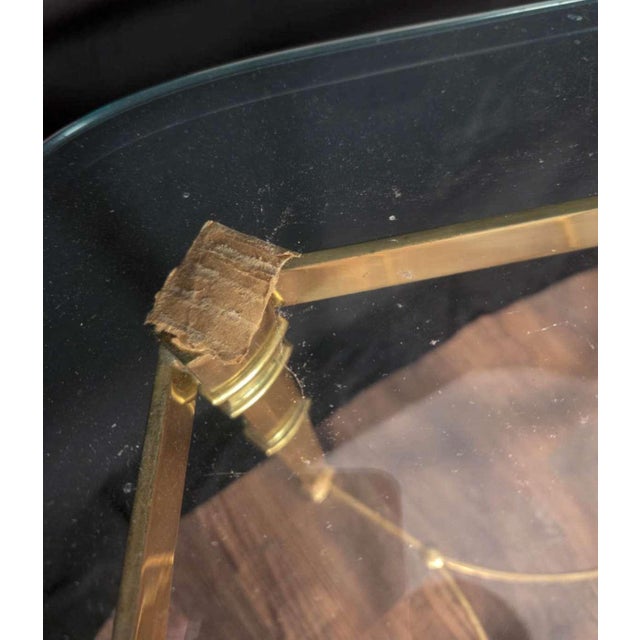1960s Hollywood Regency or Late MCM Italian Brass and Glass Table For Sale - Image 10 of 12