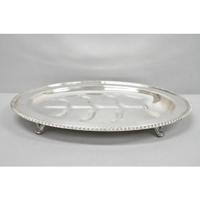 Traditional Vintage Sheffield Regency Silver Plated Oval Meat Cutlery Serving Platter Tray For Sale - Image 3 of 12
