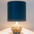 Beige Round Ceramic Table Lamp with Custom Blue Silk Lampshade by René Houben, 1970 For Sale - Image 8 of 12