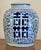 Large porcelain Chinoiserie ginger jar with lid. Hand painted with Shuang Xi or "Double Happiness" symbols and stylized...