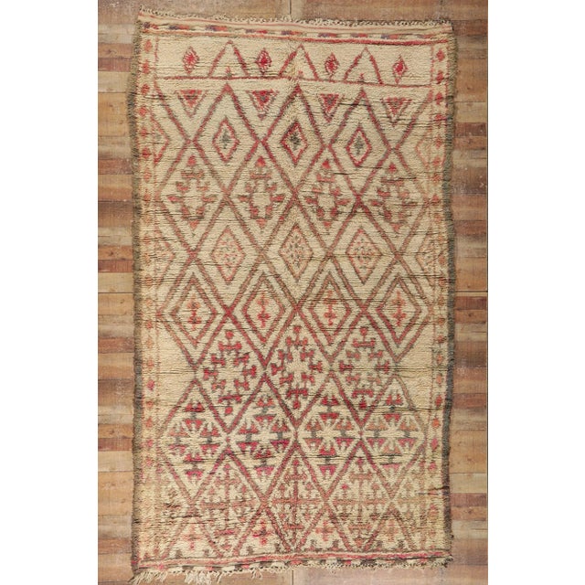 Late 20th Century Vintage Moroccan Beni Ourain Rug, 06'05 X 10'06 For Sale - Image 10 of 11
