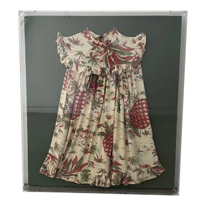 Vintage Tropical Print Dress Art in Acrylic Shadow Box-Frame