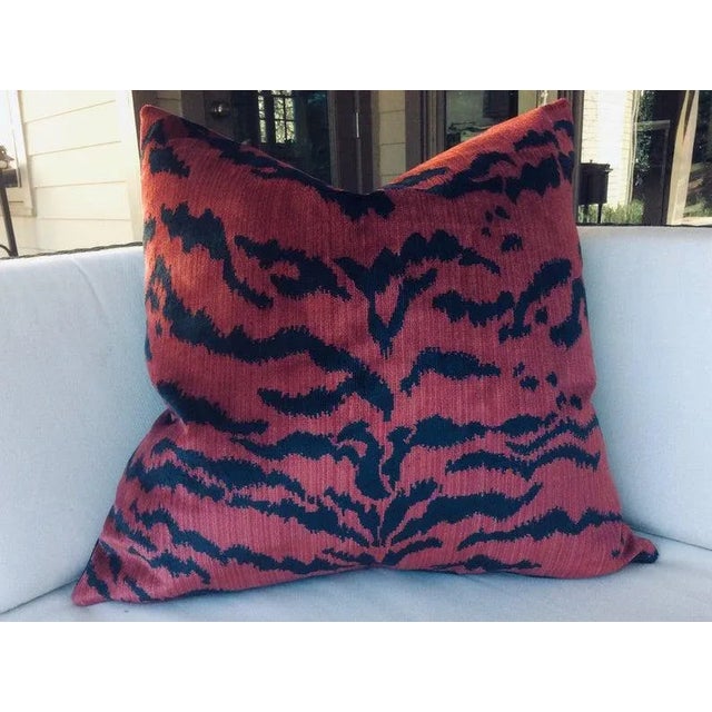 Contemporary Contemporary Scalamandre "Le Tigre" Pillows in Red and Black - a Pair For Sale - Image 3 of 4