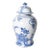 Contemporary White & Blue Magnolia Pheasant Temple Jar For Sale