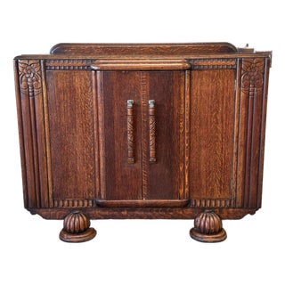 Vintage 1930's Art Deco English Oak Sideboard For Sale