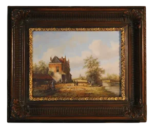 Dick De Vries, Dutch Countryside Idyll, 20th Century, Oil on Wood, Framed