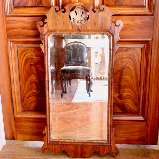 George II Period Walnut and Parcel Gilt Mirror With Carved and Gilt Shell Crest For Sale - Image 11 of 11