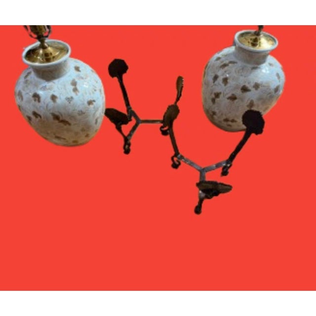 Metal Maitland-Smith Porcelain Chinoiserie Ginger Jars Table Lamps - A Pair For Sale - Image 7 of 12