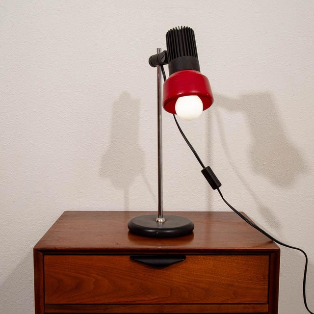 Mid-Century Modern Adjustable Modular Table Lamp Black Red Office Desk Lamp For Sale - Image 4 of 12