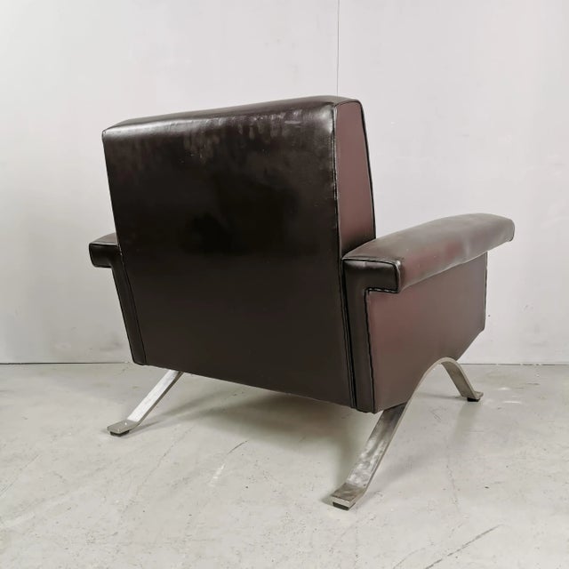 1960s Vintage Model 875 Armchair in Brown Eco-Leather from Cassina, 1960s For Sale - Image 5 of 9