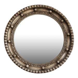 English Regency Style Silver Gilt Wood Bullseye Convex Mirror, Circa 1930