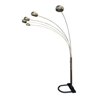 Mid 20th Century Brass 5 Arm Arc Floor Lamp Styled After Ateljé Lyktan For Sale