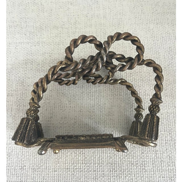 Mid 20th Century Vintage Italian Style Rope & Tassels Gilded Napkin Holder For Sale - Image 5 of 8