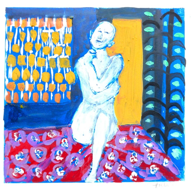 Paper "French Woman" Contemporary Female Nude Gouache Painting by Martha Holden For Sale - Image 7 of 7