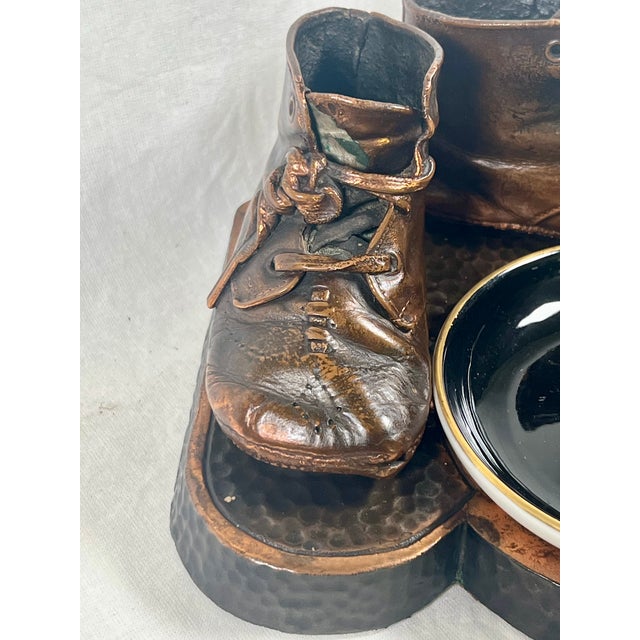 Metal Vintage Bronzed Baby Shoe Display For Sale - Image 7 of 10