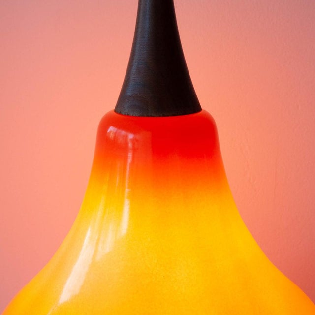 Metal Vintage Orange Glass Pendant Light, 1960s For Sale - Image 7 of 15