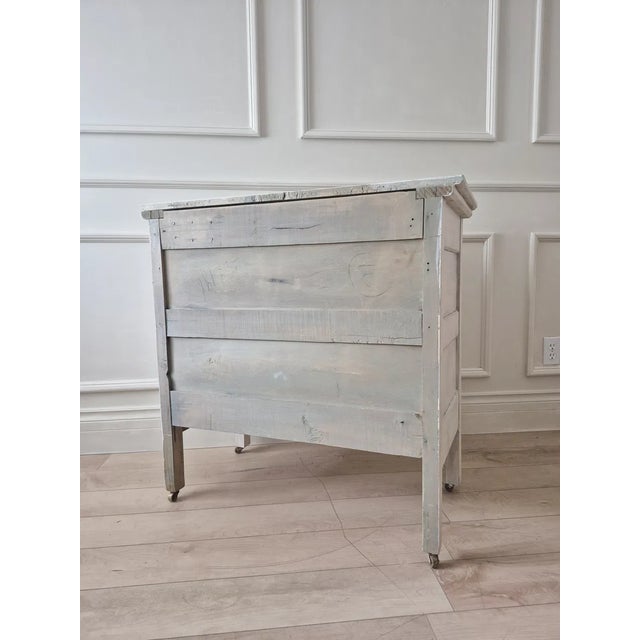 Transparent Early 20th Century Gustavian Style Whitewashed Maple Chest of Drawers (9 Words, Fully Defensible Now) For Sale - Image 8 of 11
