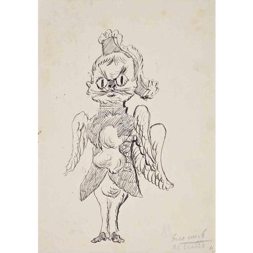 Leo Longanesi, At the Dance (Flying Cat), 1930s, Ink For Sale - Image 3 of 3