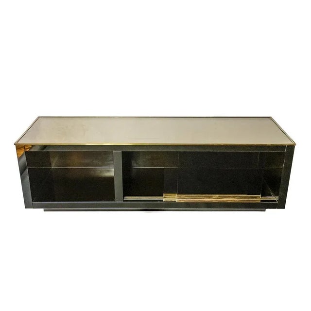 Mid-Century Modern Mid-Century Italian Mirrored Sliding Doors Television Sideboard Stand, 1970s For Sale - Image 3 of 7