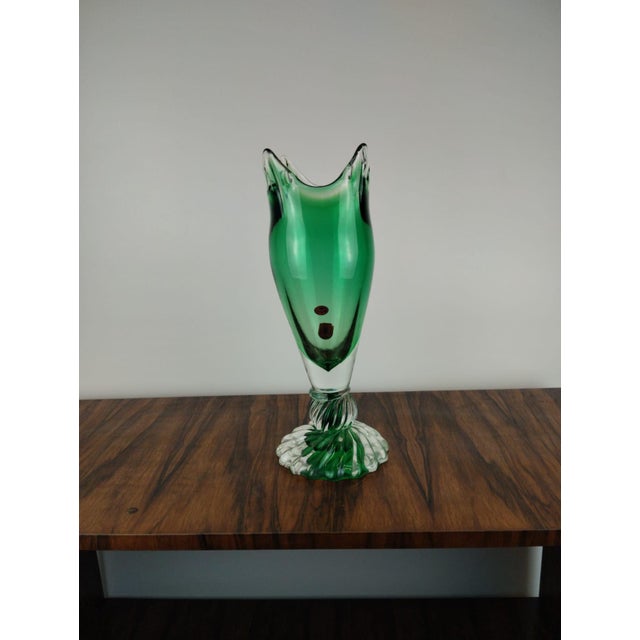 Large Czech Vase in Rubín Glass For Sale - Image 3 of 7