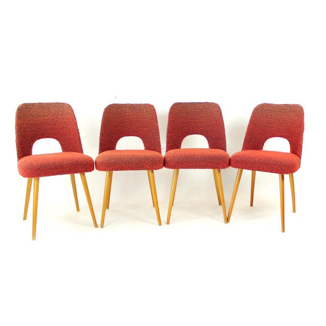 Mid-Century Modern Vintage Dining Chairs by Oswald Heardtl for Ton, Czechoslovakia, 1960s, Set of 4 For Sale - Image 3 of 16