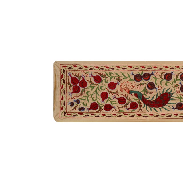 Hand-Embroidered Peacock Suzani Runner For Sale - Image 4 of 12
