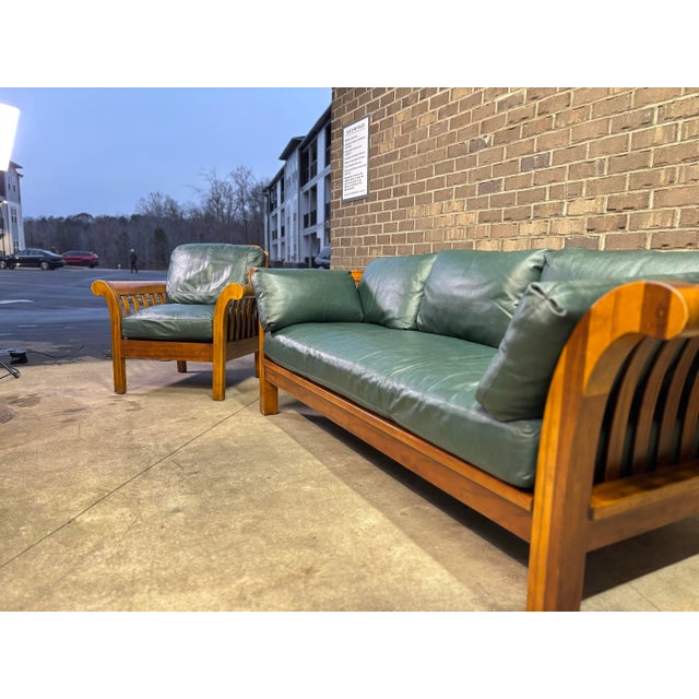 Hickory Chair “Texas Series” Leather Sofa & Lounge Chair – Pr London Leather, Spring-Down, Feather & Down, 2017 For Sale - Image 10 of 12