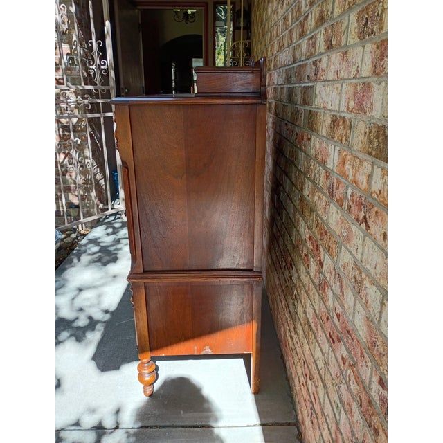 Antique Victorian Revival Chiffonier High Chest With Ornate Scrollwork, Circa 1910 For Sale - Image 14 of 17