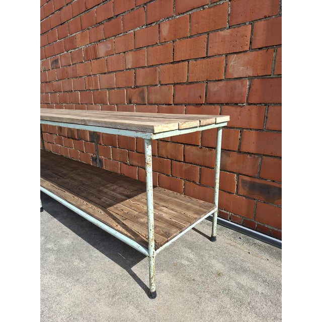 Industrial Workbench in Metal and Wood For Sale - Image 9 of 11