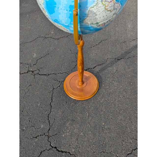 Mid-Century Globe on Wooden Floor Stand For Sale In Washington DC - Image 6 of 8