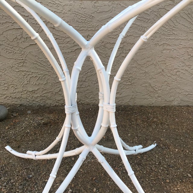1950s Metal Faux Bamboo & Glass Patio Dining Table For Sale - Image 4 of 9