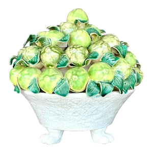 Vintage Coastal Glazed Ceramic Bowl of Limes