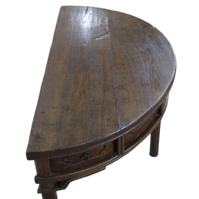 Wood Half Moon Antique Chinese Hallway Console Table For Sale - Image 7 of 10