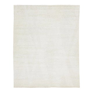 Apadana's Modern Moroccan Style Wool Rug in Ivory Features a Minimalist Design For Sale