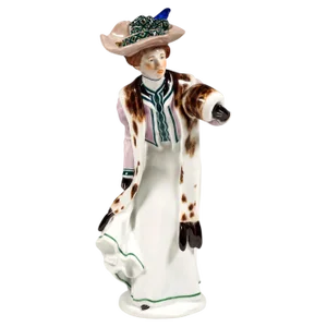 Art Nouveau Lady with Muff Figurine attributed to Konrad Hentschel for Meissen, 1906