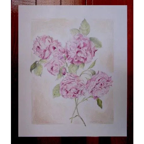 Shabby Chic Vintage Style Floral, "Climbing Rose" Original Mixed Media Drawing For Sale - Image 3 of 7