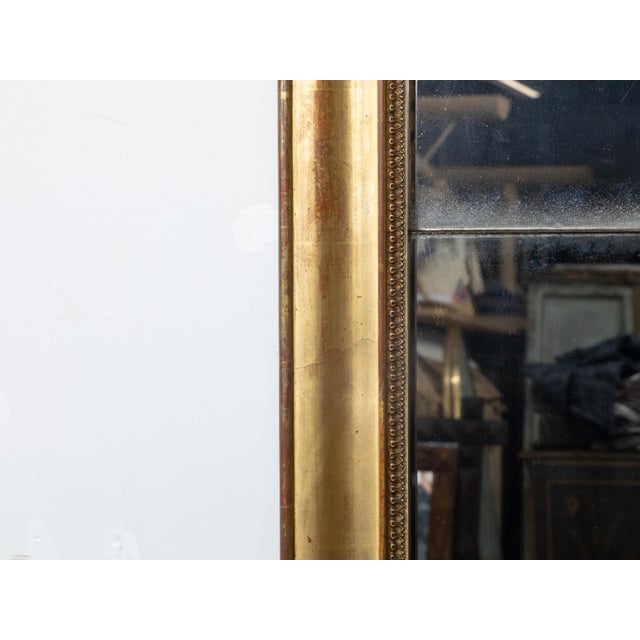 Gold French Turn of the Century 1900s Narrow Giltwood Split Mirror with Molded Frame For Sale - Image 8 of 10