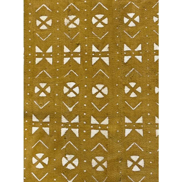 Vintage African Large Mustard & White Mud Cloth Textile Mali 64" by 43" For Sale In New York - Image 6 of 7