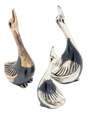 Miniature Silver Swans, Set of 3