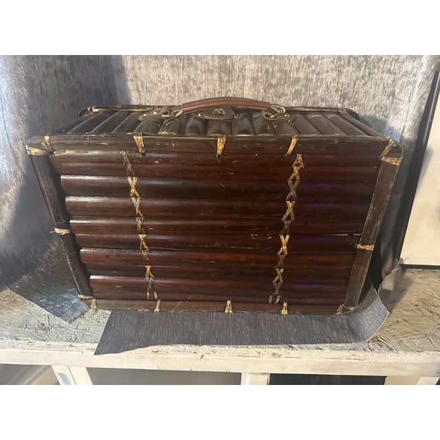 Beautiful vintage Suitcase picnic basket with adjustable leather interior straps to securely carry most desired pieces....