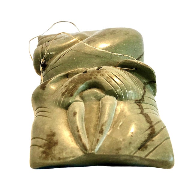 Inuit Stone Carving Merging Man and Walrus For Sale - Image 10 of 14